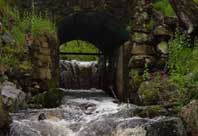 looking upstream under the Wilson Mill waterfall